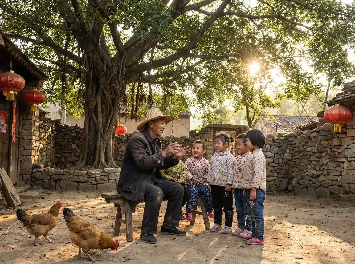 老人在大榕树下给孩子们讲故事 - 聊斋艳谭下载 乡村记忆